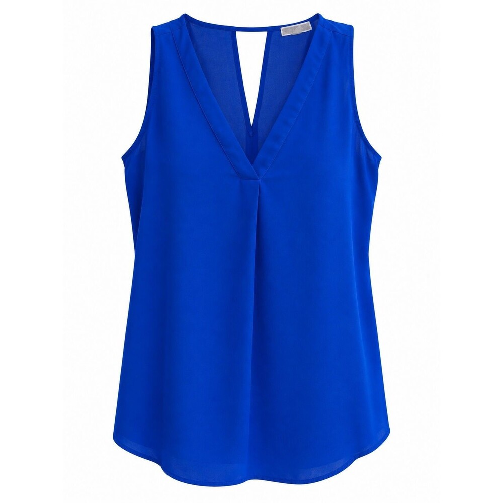 Pleione Royal Blue Sleeveless V-Neck Top Blouse Womens Size M